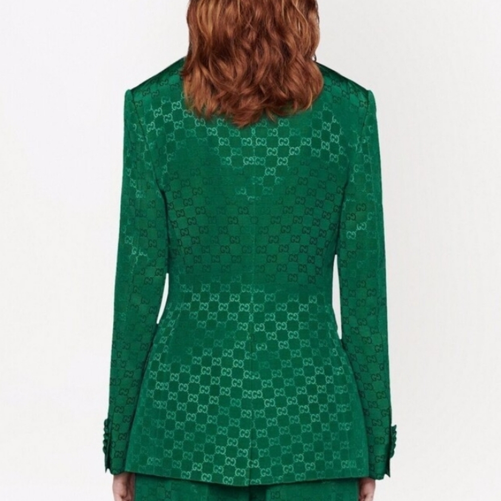 Gucci Monogram Emerald Green Double-Breasted Blaz… - image 16
